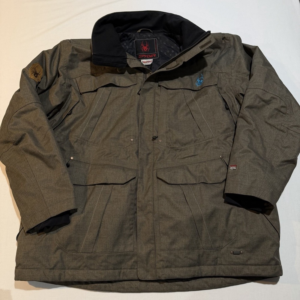 Spyder XTL Men's XXL Gray Insulated Ski Jacket Hooded Snowboard Winter Coat